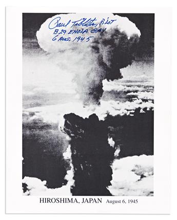 (WORLD WAR II--ENOLA GAY.) TIBBETS, PAUL. Three items: Two Photographs Signed * Return of the Enola Gay. Signed.